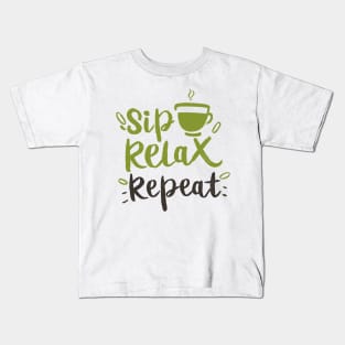 Sip, Relax, Repeat Matcha Tea Gift Kids T-Shirt